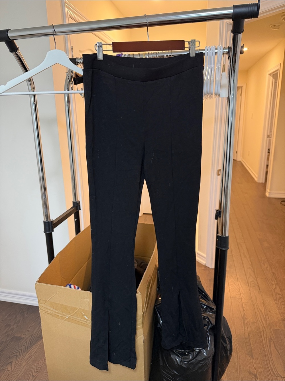 OAK + FORT Black Flared Knit Trousers